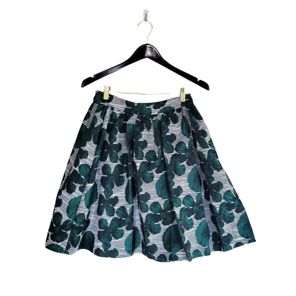 Womens Circle Skirt Spring Green Floral A-Line Pleated Skirt w/ Pockets M - Picture 8 of 8